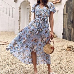 Boho floral belted dress